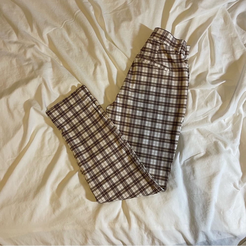 Hollister CA Ultra Highrise/advance stretch pants Brown/White plaid lightwear